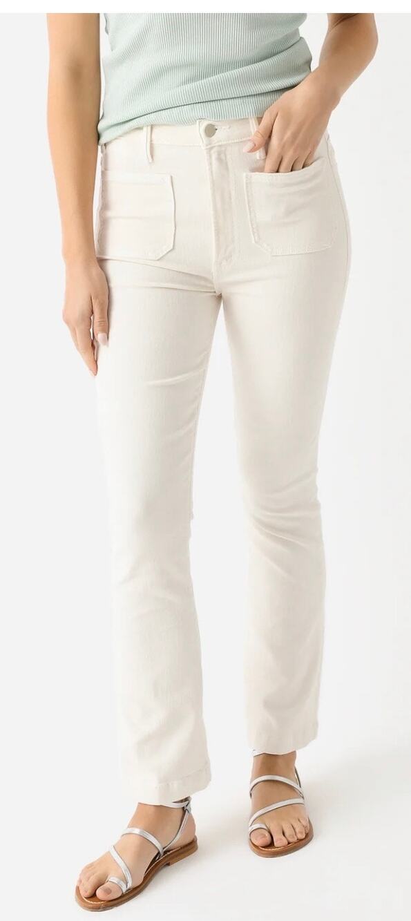 MOTHER The Hustler Patch Pocket Flood Jeans Cream Puffs Size 34